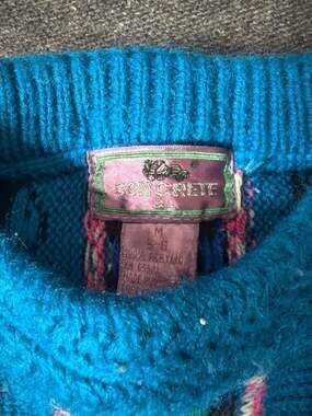 Vintage Concrete Kids Knit Sweater, Geometric Blue Pattern, Size M 5-6